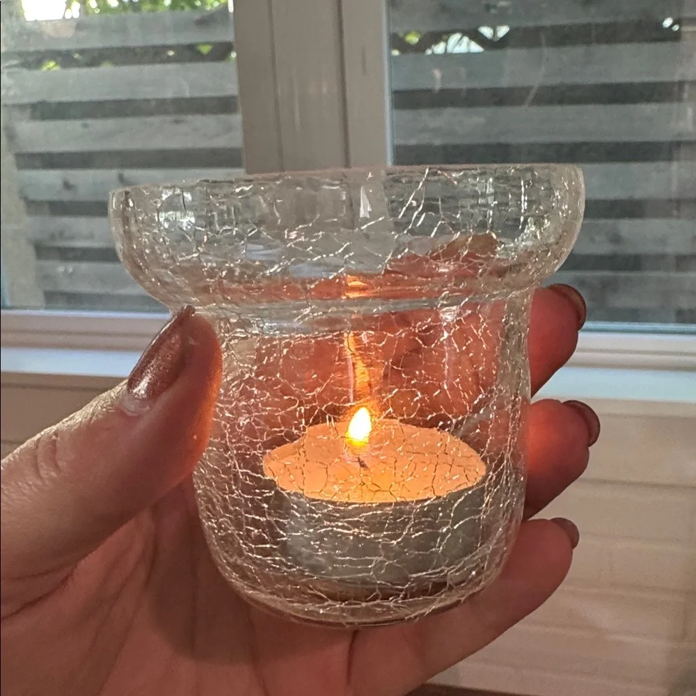 Vintage Brass and Crackle Glass Tea Lights - Picture 4 of 6